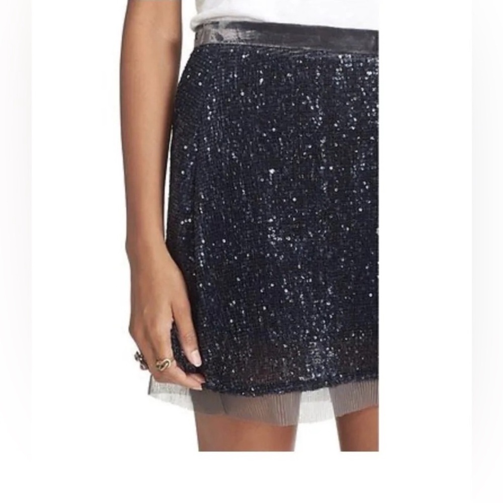 Free People Wild Child Blue Sequin Mini Skirt sz 2 - Picture 6 of 11